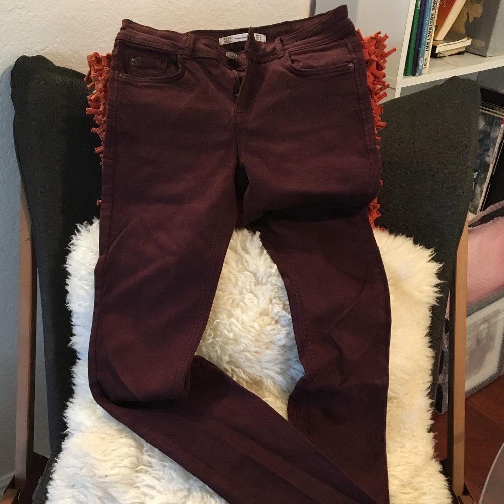 Zara Jeans TRF Burgundy